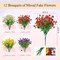 12 bundles Outdoor Artificial Flowers UV Resistant Spring Plants Fake Silk Flowers Greenery Shrubs Plastic Flower Faux Plants for Outside Indoor Decor